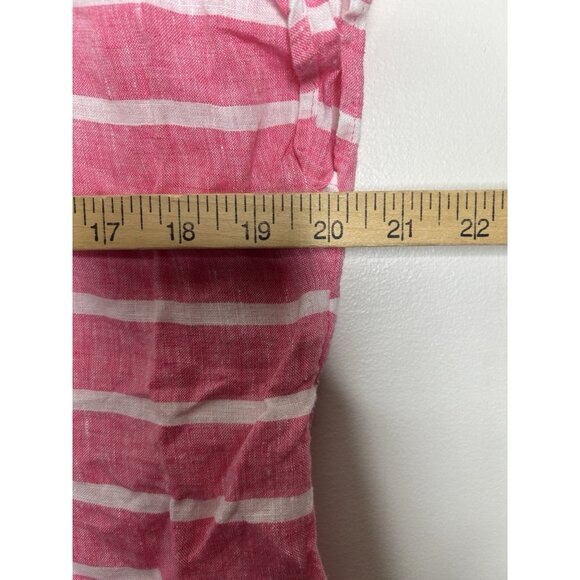 Talbots Short Sleeve Top Blouse Pink White Stripes 100% Linen Size Medium - Picture 5 of 8